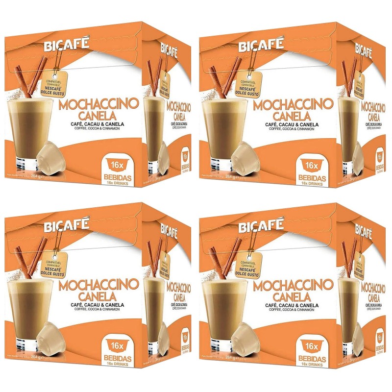Mocachino con canela Bicafé 4 cajas de 16 cápsulas compatibles con Dolce Gusto 5601929002417