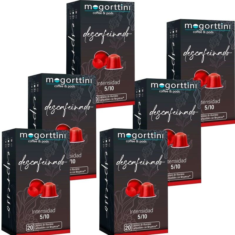 120 cápsulas Descafeinado Mogorttini 6 cajas Compatibles  Nespresso