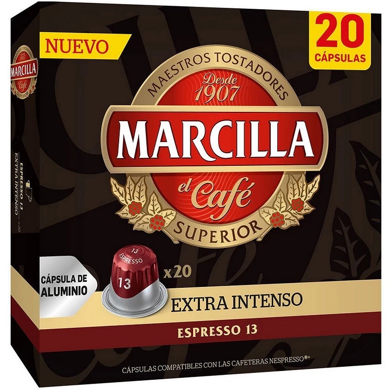 Extra Intenso Marcilla, 20 cápsulas de aluminio compatibles con Nespresso 8410091067462