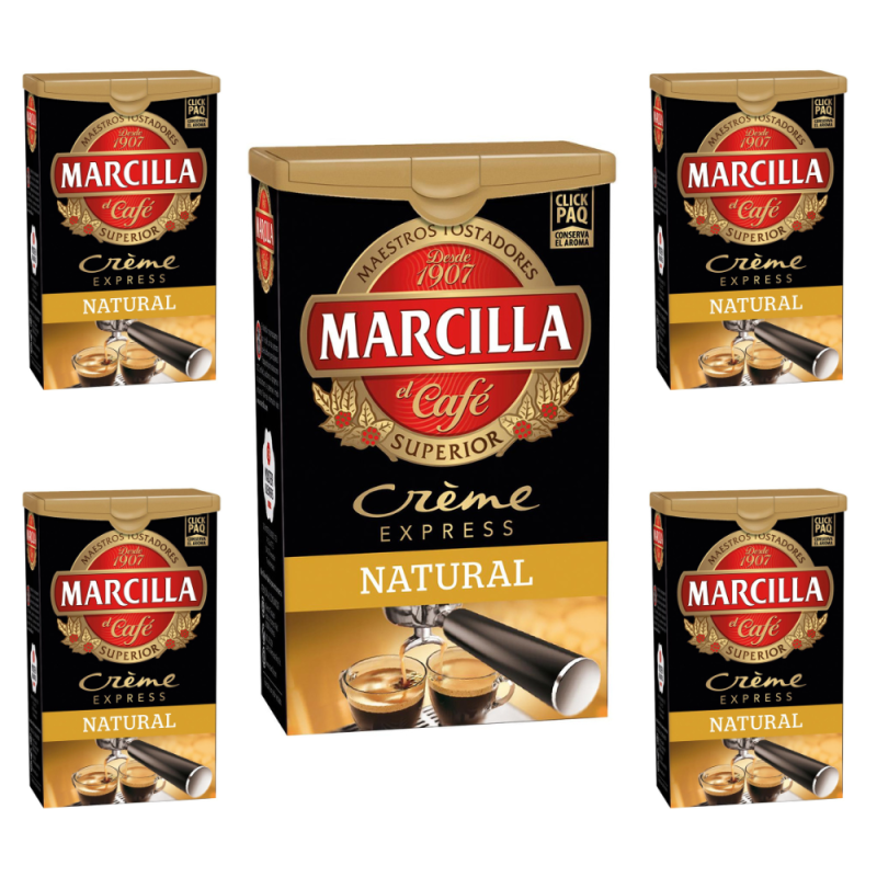 Pack de 5 Marcilla Café molido Creme Express Natural 250 gramos