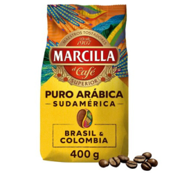 Café en grano Marcilla Puro Arábica 400 gr. Sudamérica (Brasil & Colombia).