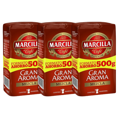 Pack de Marcilla molido Gran Aroma Mezcla 50/50  Formato Ahorro 500 gramos