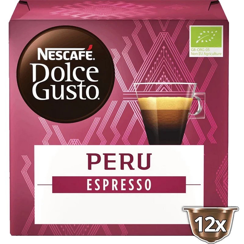Origen Perú espresso, 12 cápsulas Orgánicas y Ecológicas Dolce Gusto 7613036323864