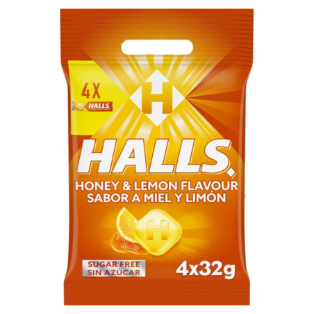 Miel y Limón, caramelos Halls 4 sticks de 32 gramos