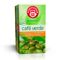 Infusión de café Verde Pompadour 20 bolsitas, contribuye al metabolismo normal 8412900708207