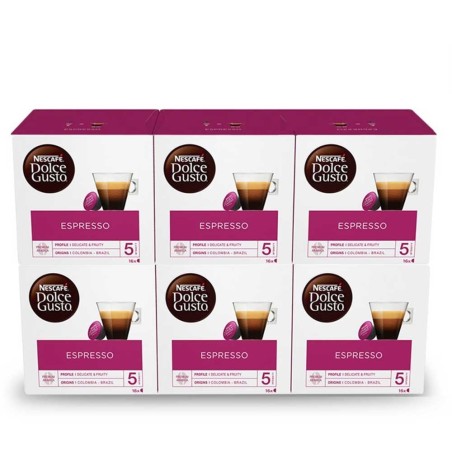 Café Espresso Arabica 6 cajas de 16 cápsulas Dolce Gusto