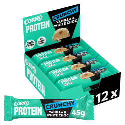 Corny Protein Crunchy - Barritas de Chocolate Blanco y Vainilla 12x45g