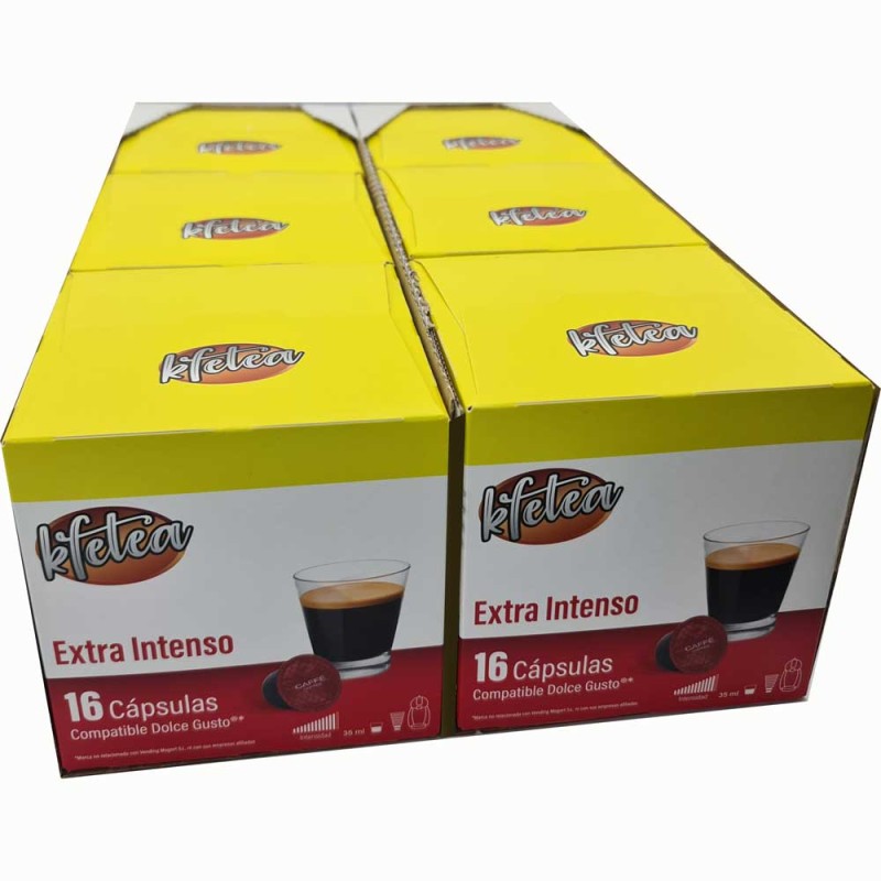 Extra Intenso Kfetea 6 cajas de 16 capsulas compatibles Dolce Gusto