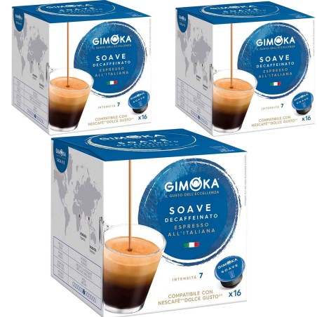 3 cajas de descafeinado Espresso Soave  Gimoka , Dolce Gusto compatible  16 cápsulas