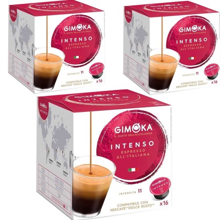 3 cajas Espresso Intenso Gimoka, Dolce Gusto compatible 16 cápsulas