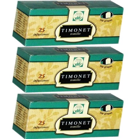 3 cajas de Timonet 25 infusiones de tomillo Herbes l'Alcoia 8426614010013